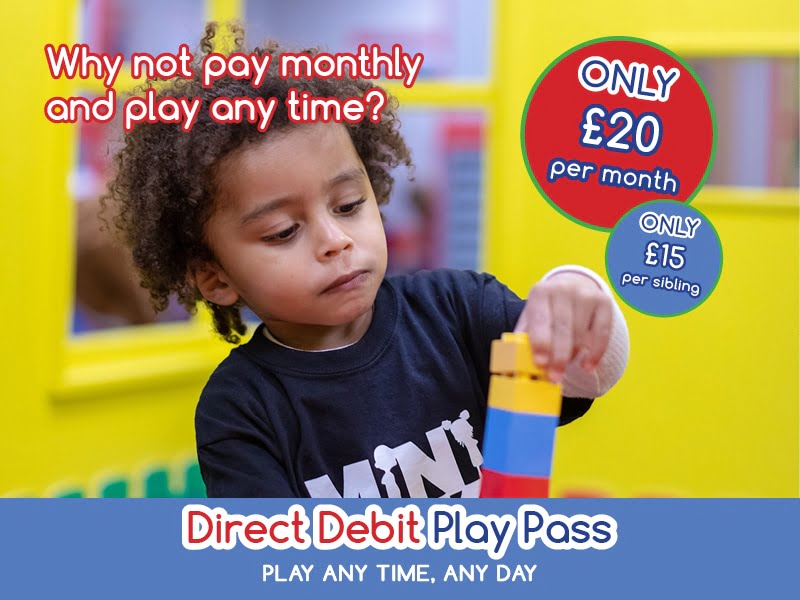 IMAGE: 360 Play - Toddler playing with blocks. Blue and yellow background